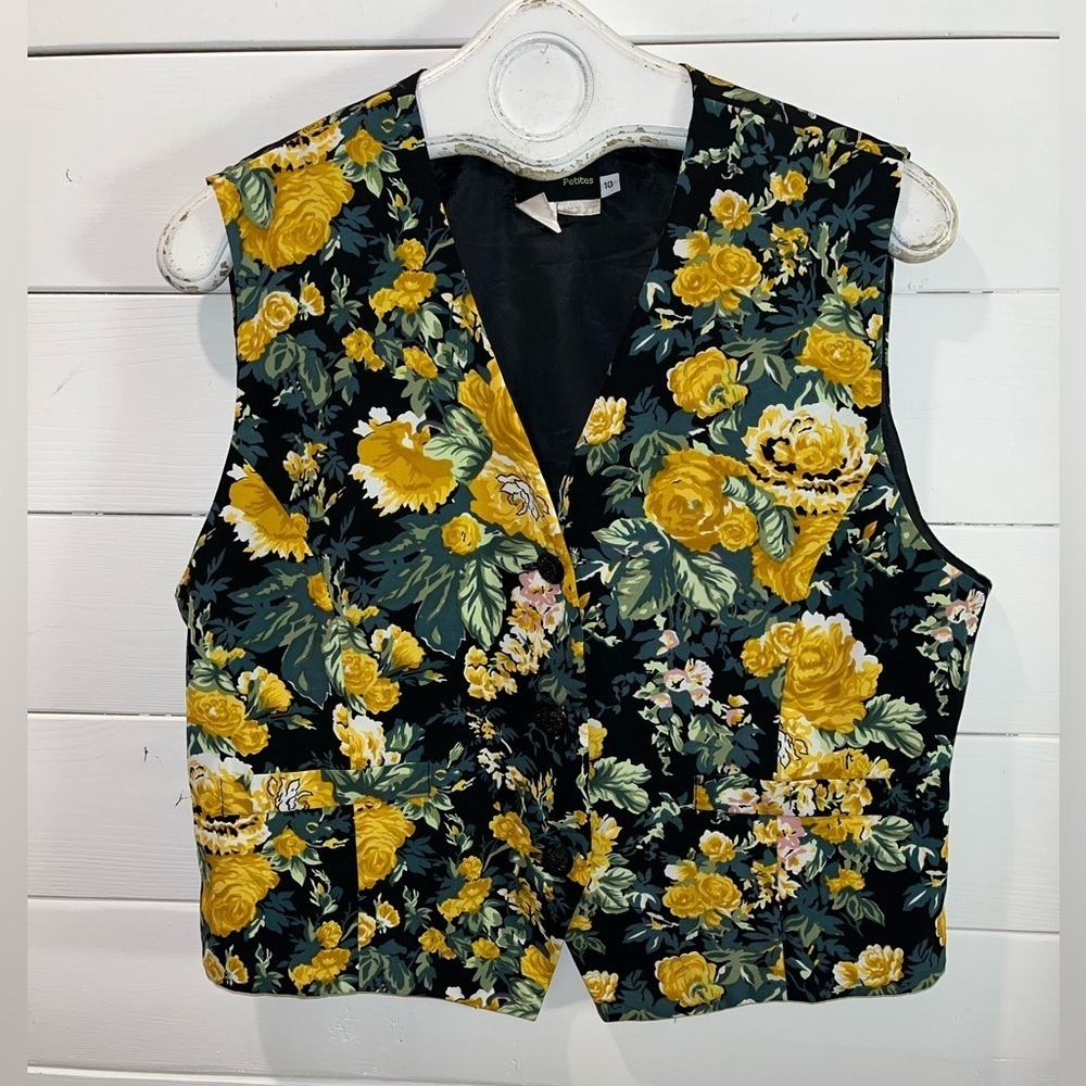 CHIC PETITES - VINTAGE Floral Buttoned Vest - Size 10